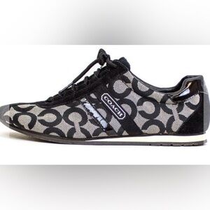 COACH Q511 Kathleen Sneakers Black White Art Monogram Womens Size 9.5